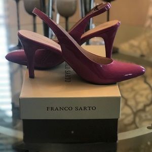 Franco Sarto Pink Patent Slingback Heels